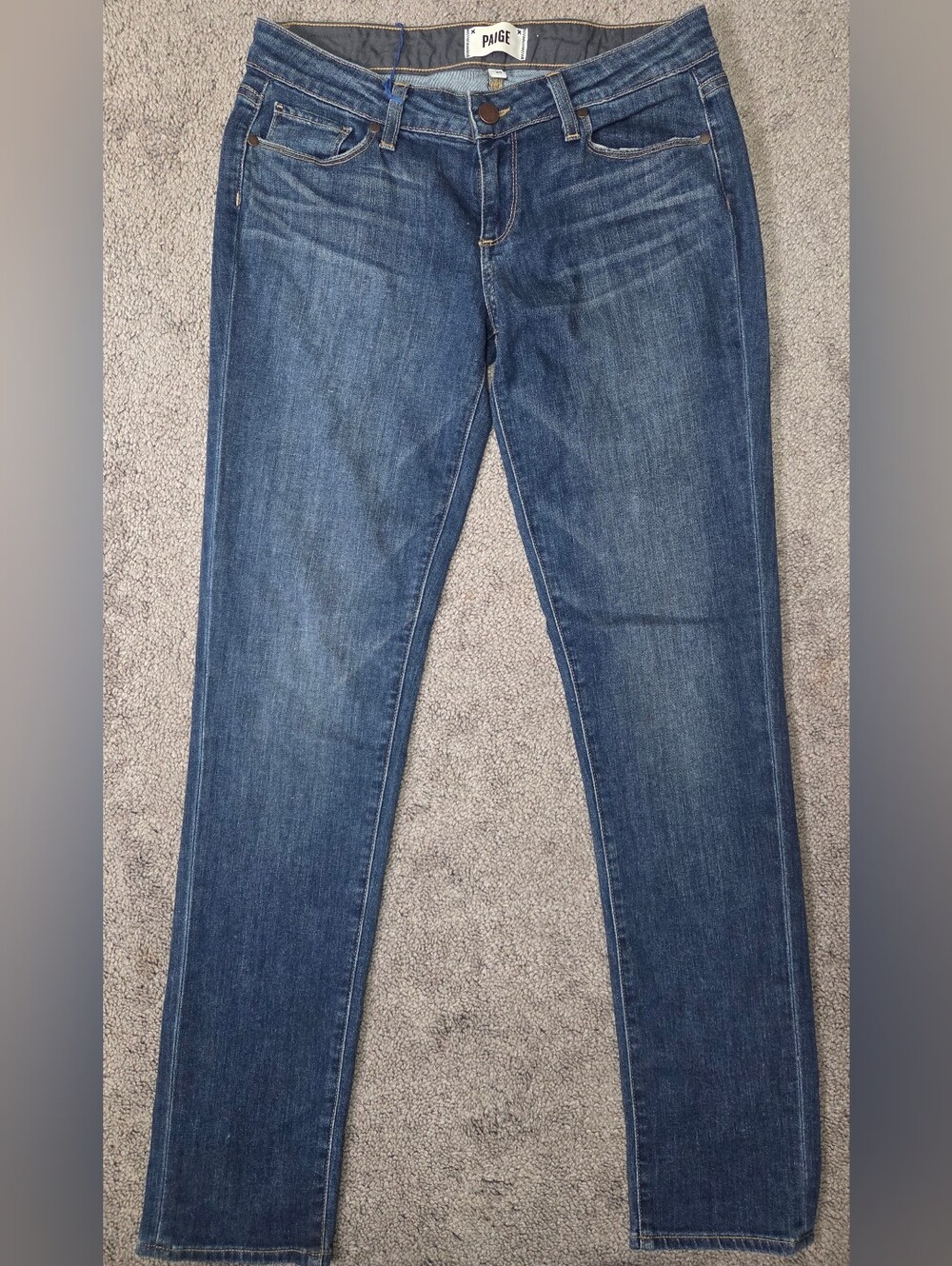 PAIGE Womens Skinny Jeans in Medium Blue Wash